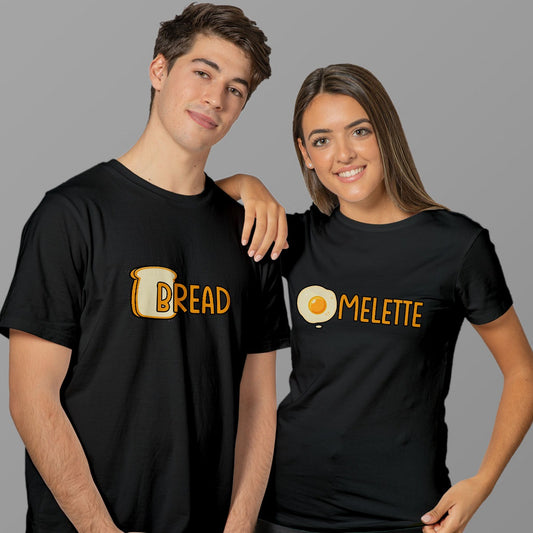 Bread Omlette Black Couple Bengali T-shirts