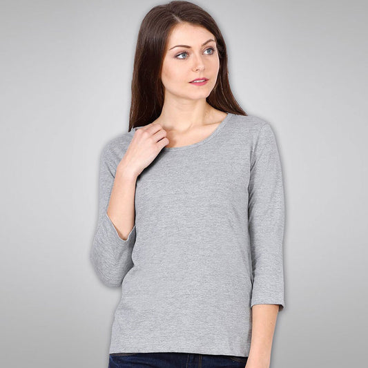 Light Gray Basic 3/4th Sleeves T-shirt