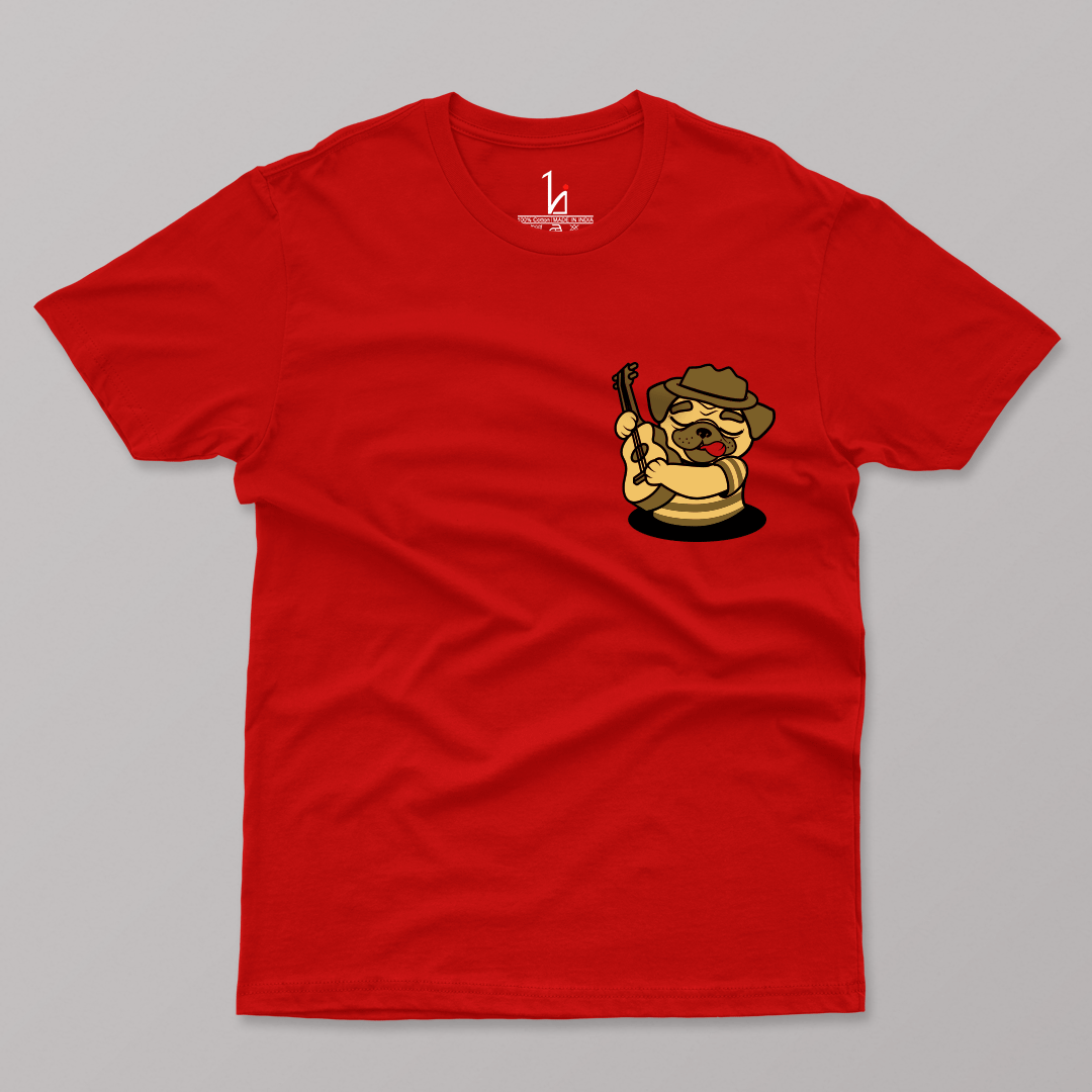 Pug The Singer Half Sleeves T-shirt-HIJIBIZI