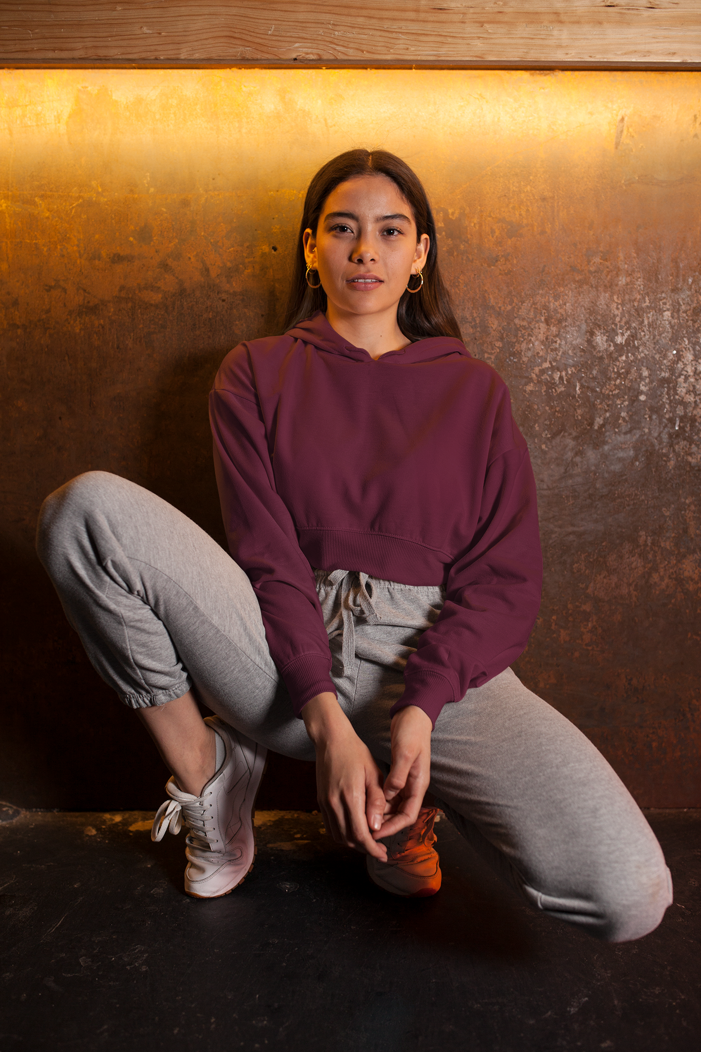 Maroon Crop Hoodie