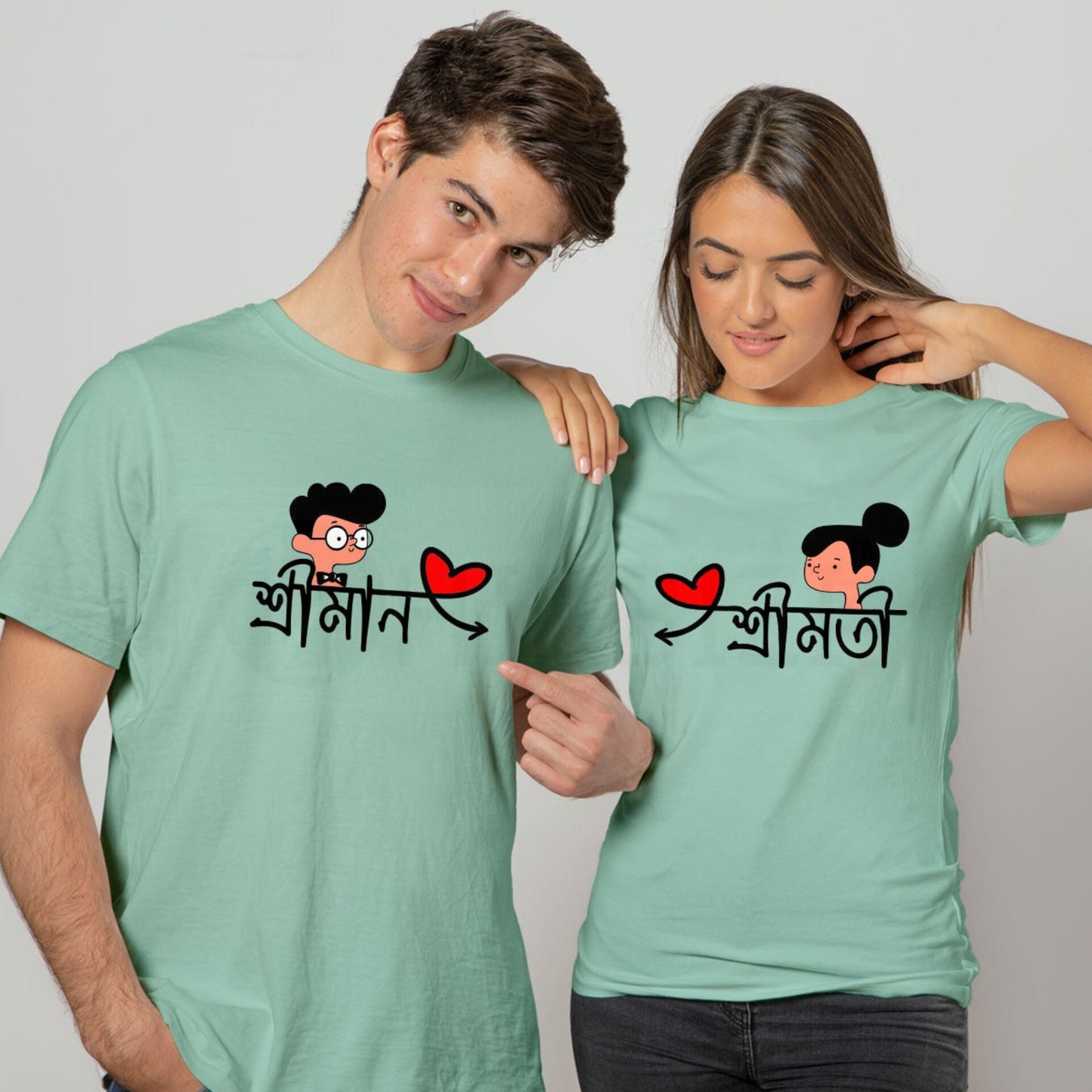 Sriman & Srimati - Couple Bengali T-shirts