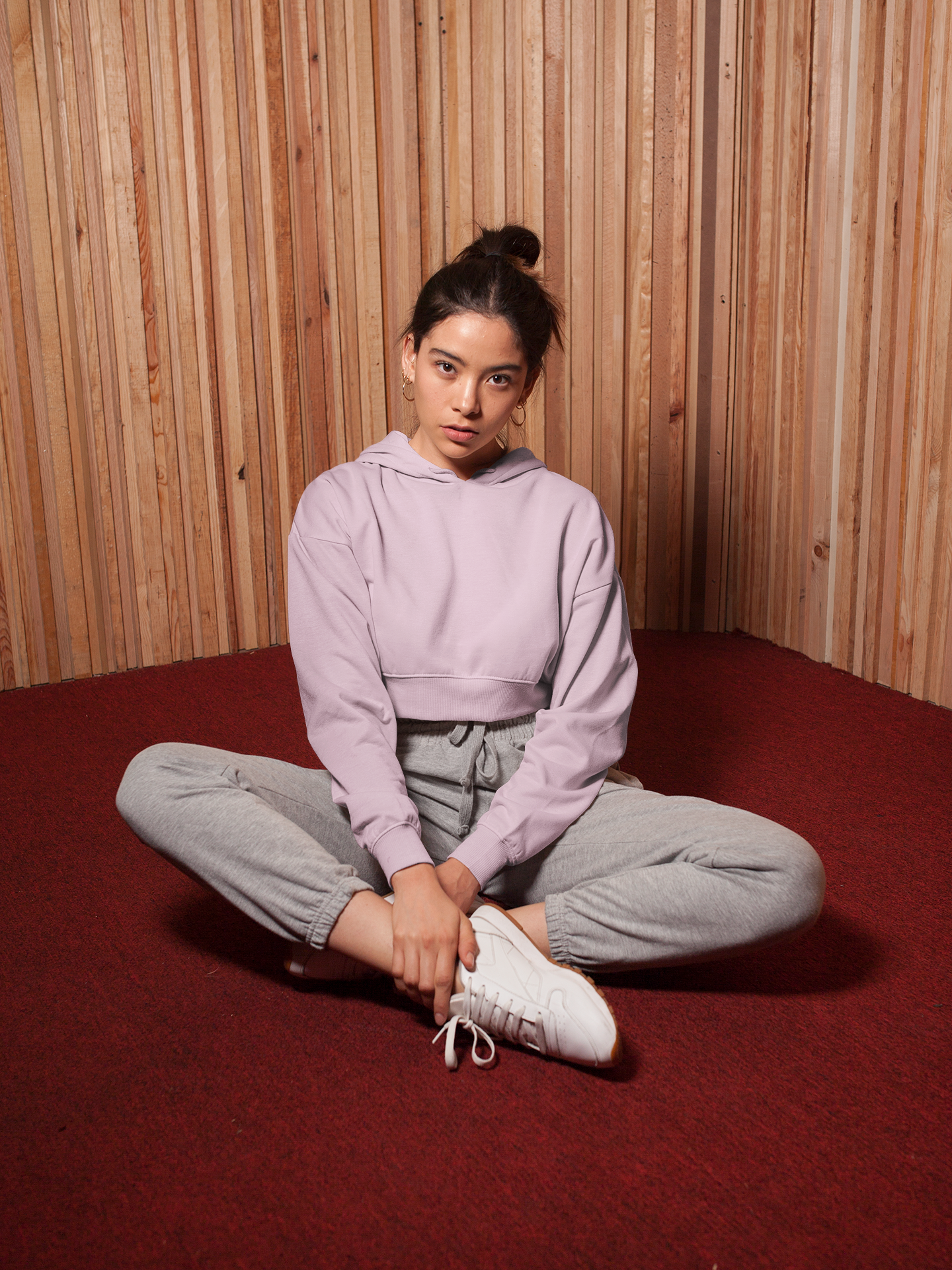 Light Pink Basic Crop Hoodie